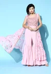 Lymi Peach Georgette Party Wear Indo Western Readymade Suits Wholesale Shop In Surat
